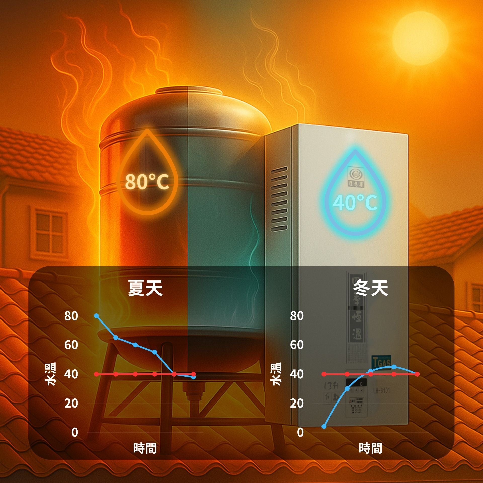 屋外型13L免插電瓦斯熱水器LH-8101｜智慧恆溫｜防風穩火｜理想牌Lisian